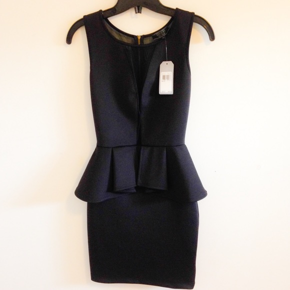 Scuba + Mesh Mix Bodycon Peplum Dress - Picture 5 of 5